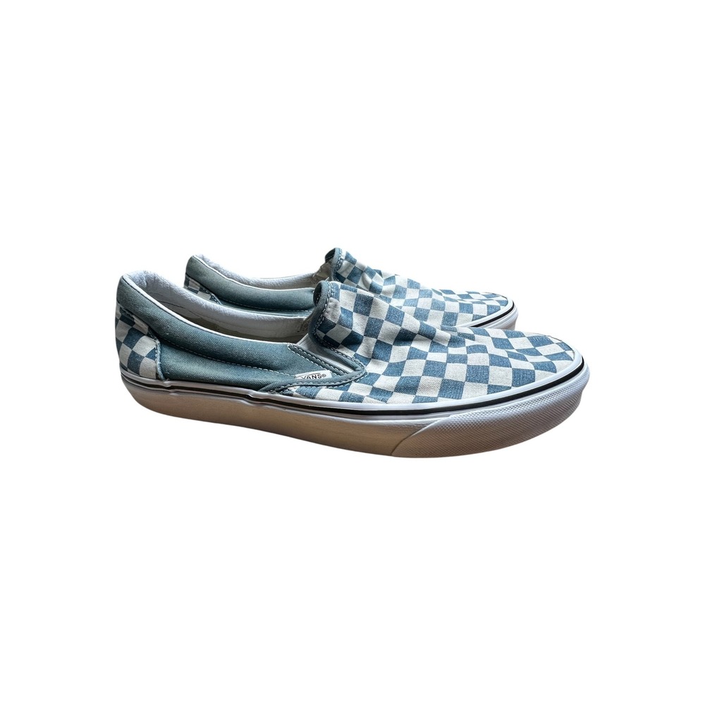 Vans Slip-On Sneakers Mens Blue Checkerboard Canvas Shoes - Sz. 11